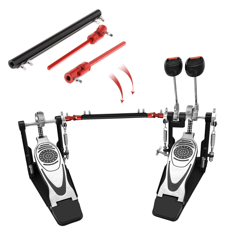 Colaxi 31cm Steel Double Drum Drive Shaft Pedal Driveshaft Rod DIY Replacement Bass Drum Pedal Connector Arm Percussion Instrument Parts Accessory, A Black and Red