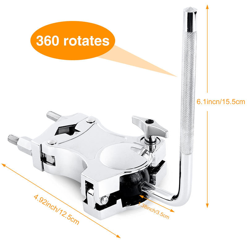 L-Rod Cowbells Clamp,Silver Drum Clamp Cowling Mounting Bracket Expansion Clamp, Adjustable Percussion Drum Set Cowbell Bracket for Toms, Cowbells, Clappers, etc.