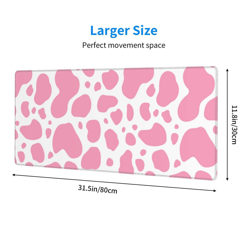 Pink Cow Print Gaming Mouse Pad Large XL Desk Mat Long Extended Pads Big Mousepad for Home Office Decor Accessories 31.5 X 11.8 Inch Pink Cow Print