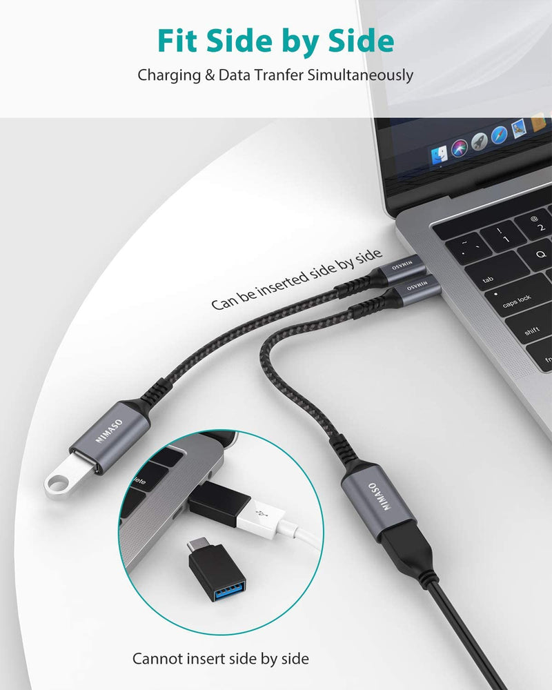 USB C to USB 3.0 Adapter [2 pack],NIMASO USB-C to USB Adapter,USB Type-C to USB,Thunderbolt 3 to USB Adapter OTG Cable for Macbook Pro/Air 2020/2018,iPad Pro 2020,Galaxy S20 S20+,Google Pixel and More GREY