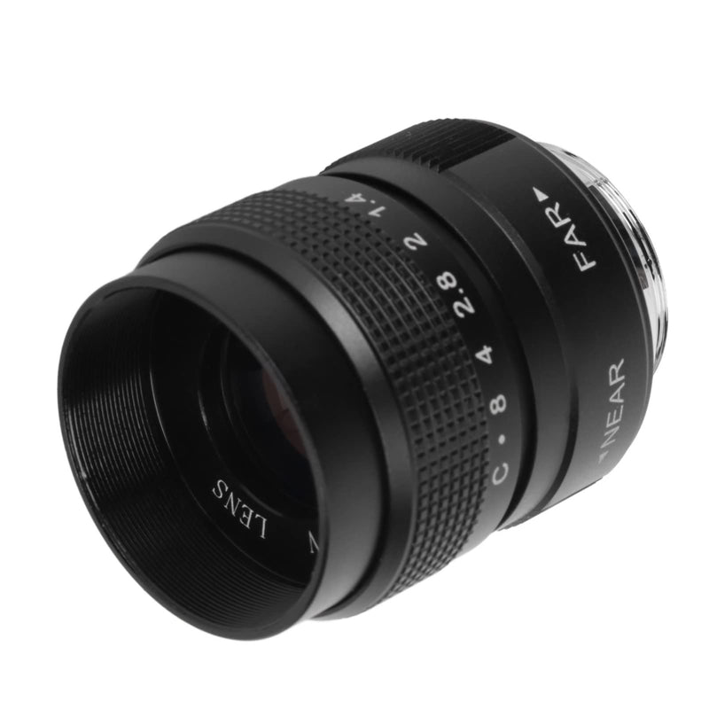 Pomya 25mm F1.4 Large Aperture Manual Focus, CCTV Lens, Prime MFT Lens for M43,Support Bar Shop Parking House Warehouse (Black) 25mm F1.4 Black