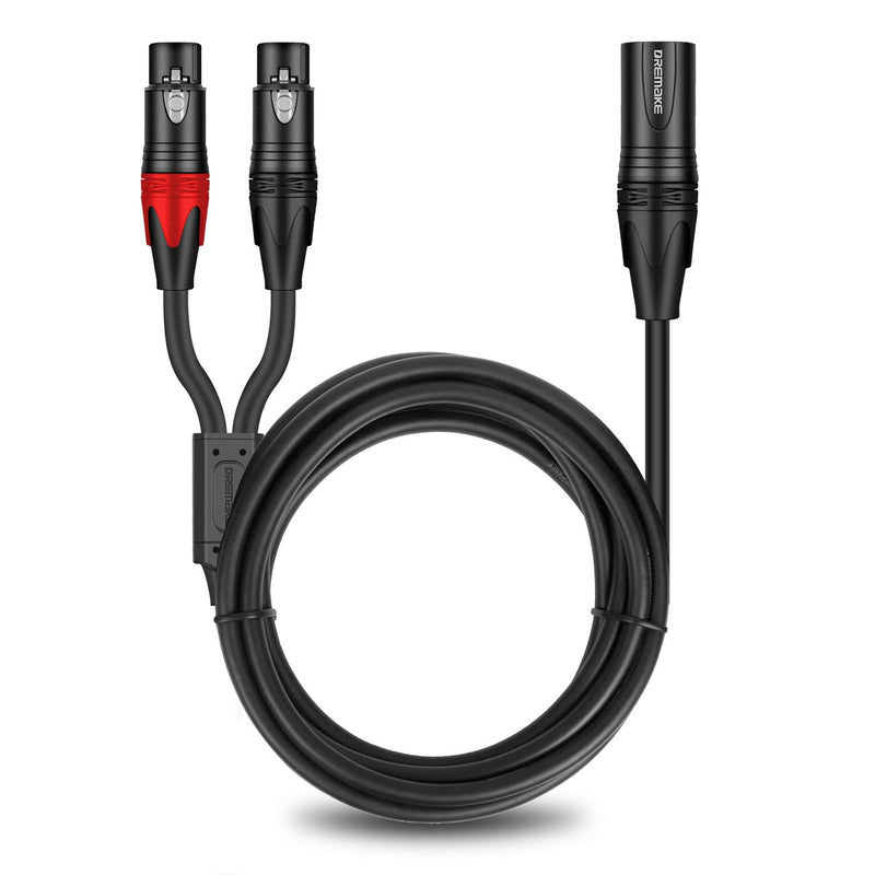 DREMAKE Balanced XLR Microphone Y Splitter Audio Cable, XLR Male to Dual XLR Female Y Cord, 3-Pin XLR Male to Double XLR Female Mic Adapter Converter Cable 6 Feet 2 Female to 1 Male XLR Plug
