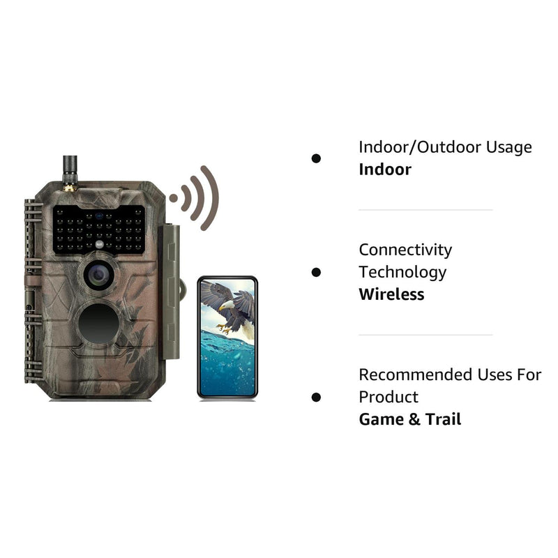 GardePro E6 Trail Camera WiFi 32MP 1296P Game Camera with No Glow Night Vision Motion Activated Waterproof for Wildlife Deer Scouting Hunting or Property Security, Camo