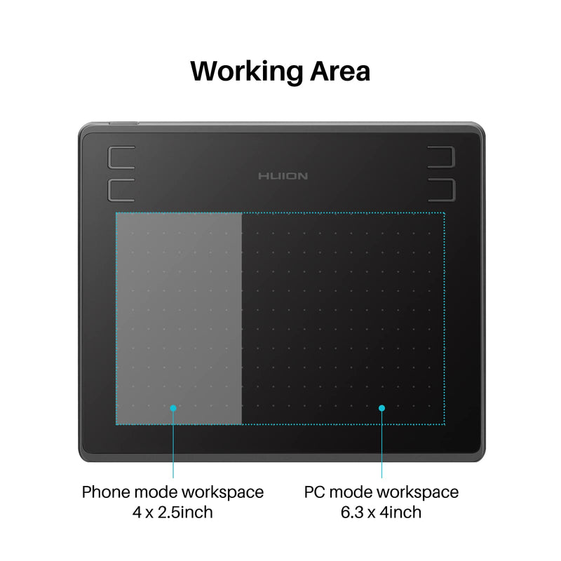 HUION HS64 Graphics Drawing Tablet with Battery-Free Stylus 8192 Pressure Sensitivity 4 Customized Express Keys Glove for Beginner, 6.3×4 Inch OSU Tablet for Linux, Mac, Windows PC and Android