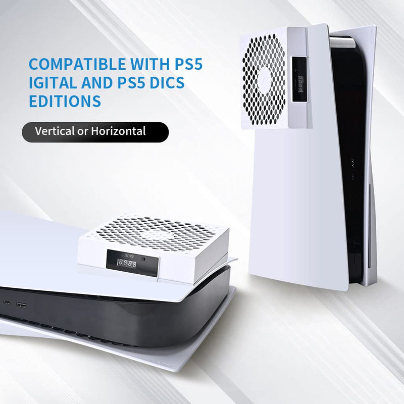 G-STORY Cooling Fan Only for PS5, Auto 3 Speed Adjust, Temp Display, RGB