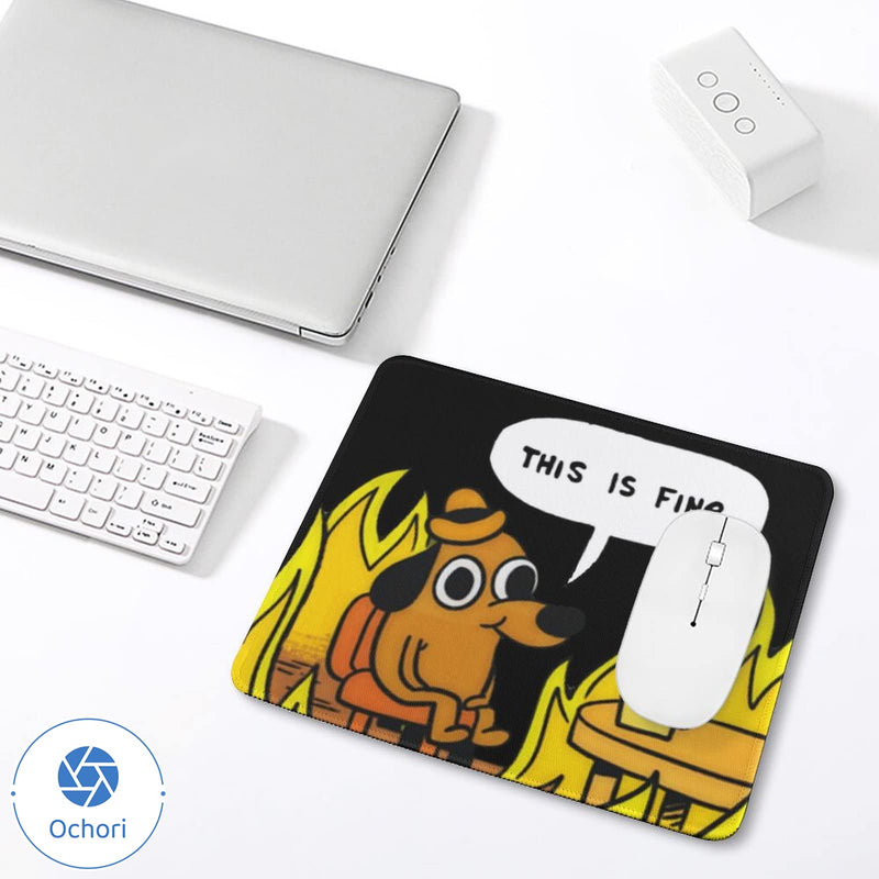 This is Fine Dog Fire Funny Meme Mouse Pad Non-Slip Gaming Mouse Pad with Stitched Edge Computer Pc Mousepad Rubber Base for Office Home