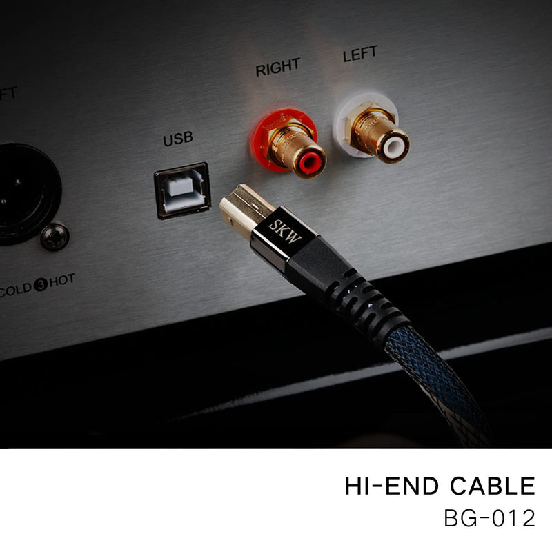 SKW Audiophile USB A to USB B DAC Cable 6.5ft/2m, Digital Audio USB 2.0 | Ultra-high Purity Copper, Printer Cable, Double-shielded, Gold-plated Contacts, Braided Nylon Jacket, PC to DAC, Sound Card 6.5 ft (2 m)