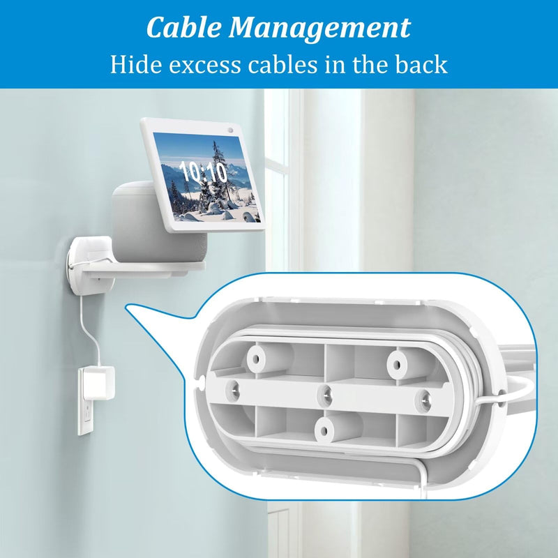 PlusAcc Wall Mount for Show 10 - Cable Management Wall Stand Shelf Compatible with Sonos Era 100 & Show 10 3rd Gen & HomePod, Space Saving Mounting Bracket with Removable Foam (White) White
