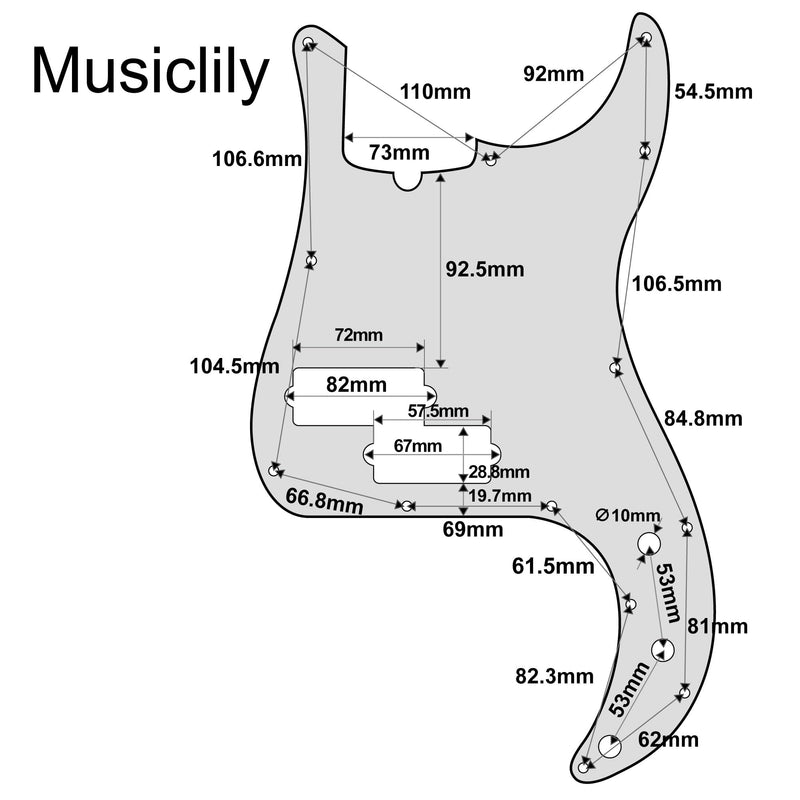 [AUSTRALIA] - Musiclily Pro 5-String 13-Hole Contemporary P Bass Pickguard for Fender American Precision Bass, 4Ply White Pearl 