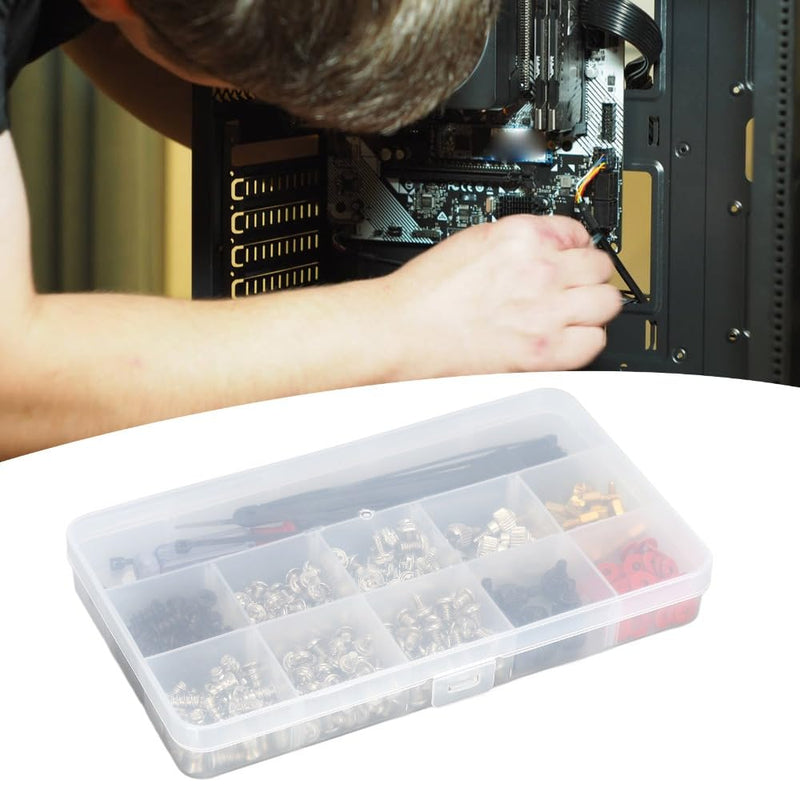 Stainless Steel Computer Screw Assortment Kit Motherboard Standoffs Screws with Screwdriver Washer Cleaning Brush for DIY PC Installation and Repair