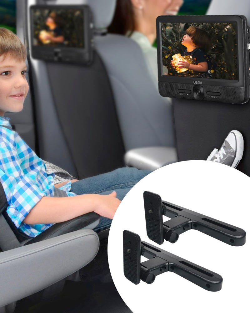 Car Headrest Mounts, Angle Adjustable Headrest Dual Screen DVD Player Mount Holders, 2 Mounting Brackets for UEME/WONNIE/FANGOR/SYLVANIA Dual Screen DVD Players