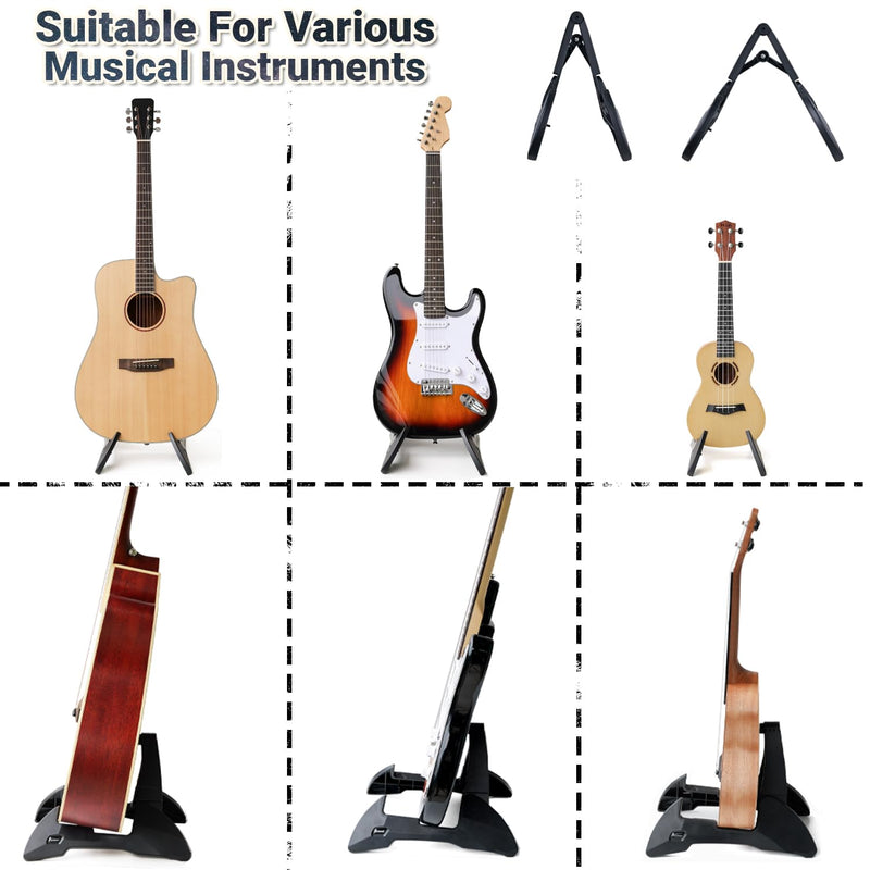 Guitar Stand, Foldable Guitar Stand with Adjustable 2-Width, Sturdy Electric Guitar Stand, Portable Acoustic Guitar Stand Compatible with Guitar, Bass, Ukulele, Banjo, Guitar Accessories Gift