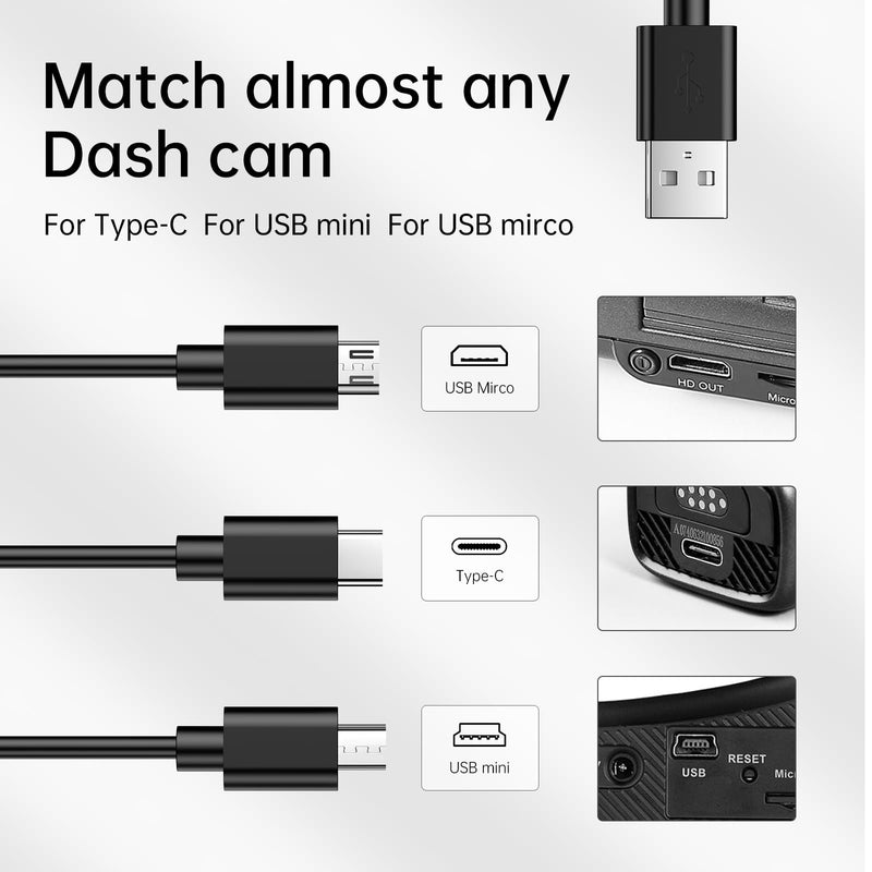 Dash cam Power Adapter 10-pin Type B Compatible with Select Toyota, Lexus, Subaru Models. Connects to Rearview Mirror