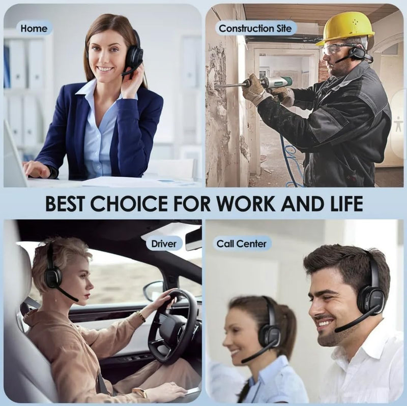 Sindoo JH-101 On-Ear Trucker Bluetooth Headset (AI Noise Cancelling) Microphone, Lightweight,Wireless Headset for Work PC/Computer/Laptop/Work from Home/Office/Call Center/Teams/Zoom/Truckr
