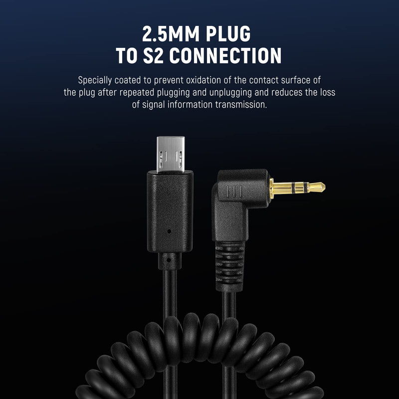 NEEWER 2.5mm to S2 Remote Shutter Release Cable, Compatible with Sony A1, A9 II, A9, A7R V/IV, A7S III, A99 II, A7R II, A7S II, A7 II, A7R, A7S, A7, A6600, A6500, A6300, A6000, RX10 IV Cameras