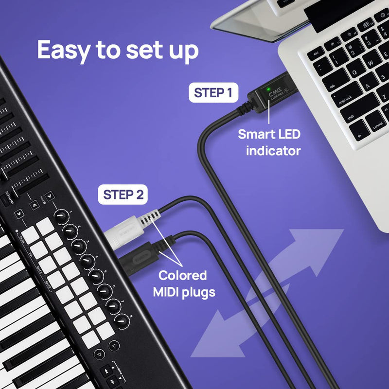 CME U2MIDI Pro - High-Speed USB MIDI Cable with Filter and Mapper - Plug & Play USB-to-MIDI Interface for Computer/Laptop/PC to MIDI Instrument/Device - 6.5ft