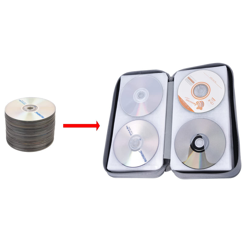 CD Case,96 Capacity CD Holder Hard Plastic CD Storage Wallet Protective CD/DVD Case Holder for Car Home Travel (96, Black) 96
