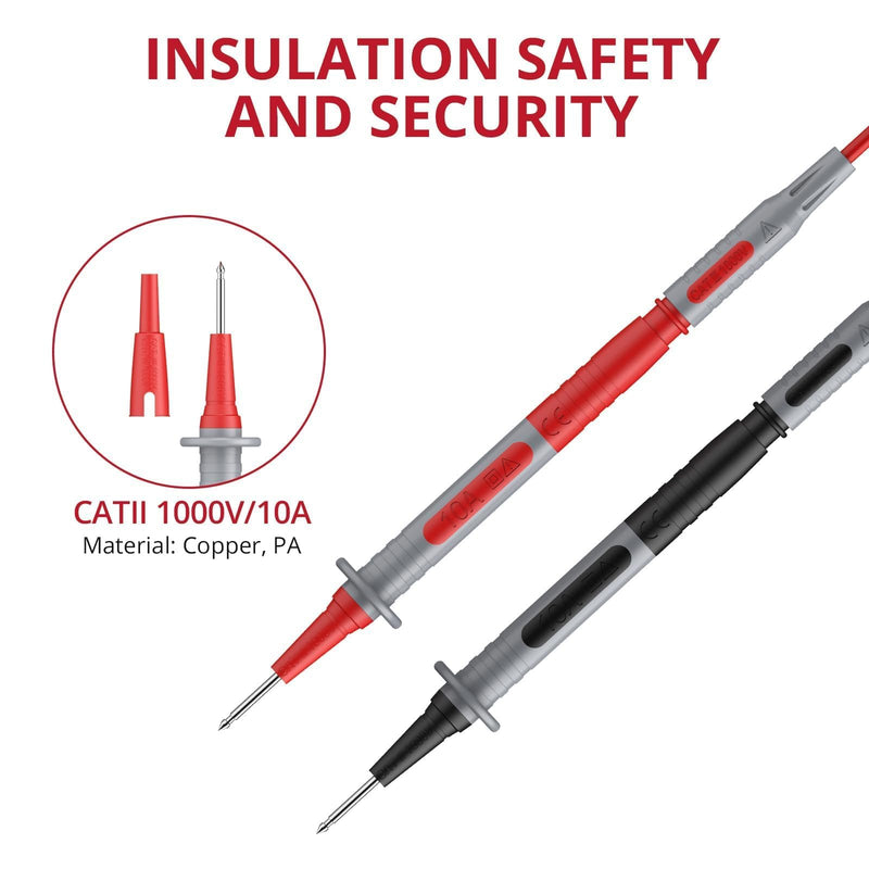 BINTA Silicone Multimeter Test Leads Set with Insulated Test Leads, Alligator Clips, Test Hooks, Test Probes, Test Tweezers, Professional Lead Kit for Digital Multimeter Testing CATII 1000V/ 19A 11PCS
