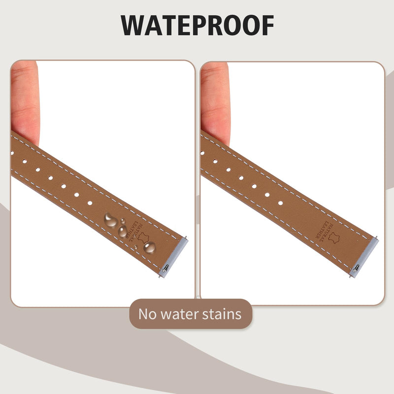 2 Pack Leather Watch Bands(Lightblue and cream) Compatible with Samsung Galaxy Watch Band, 20mm 22mm Lugs Watch Straps, Quick Release Wear-resistant Sweat-Resistant Smartwatch Replacement Strap