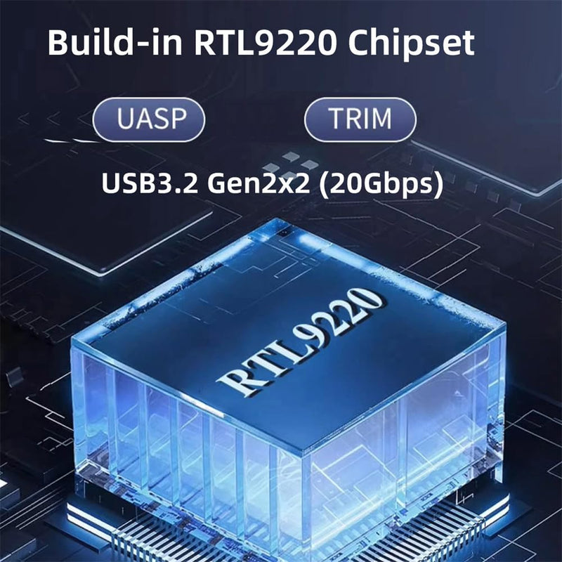 Xiwai 20Gbps USB Adapter Reader Case Type-C USB3.2 USB4 to M-Key M.2 NGFF NVME SATA SSD PCBA Enclosure 2280/2242/2260mm RTL9220 20Gbps NVME
