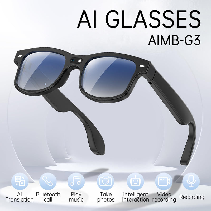 Smart Safety AI Glasses, 4K Camera with Video Recording, Bluetooth 5.0, Enhanced Audio & Noise-Canceling Mics, AI Object Detection & Real-Time Translation for Business, Outdoor(G3)