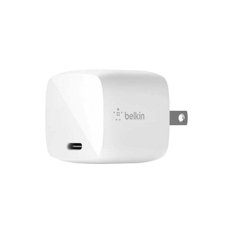 Belkin USB-PD GaN Charger 30W(USB-C Fast Charger & Braided USB C to Lightning Cable MFi Certified iPhone Fast Charger Type C(White)