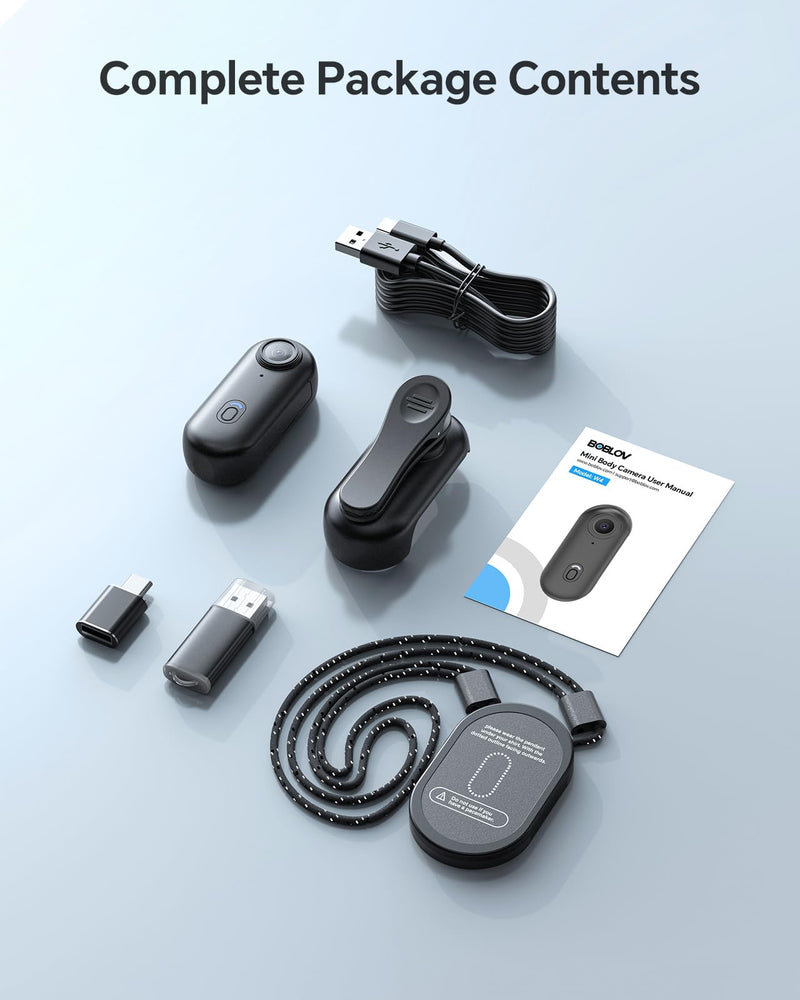 BOBLOV W4 2K Mini Body Camera, Wearable 64GB Camera with 360°Rotatable Clip & Magnetic Clip, 120 Minutes for recording, Easy to Use and Take for Lecture, Traveling, Pet Walking and Outdoors Activities BL64GB