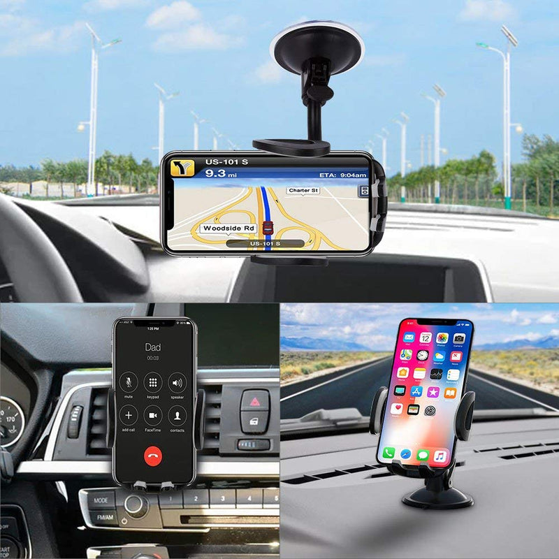 Car Phone Mount, Vansky 3-in-1 Cell Holder Air Vent Dashboard Mount Windshield for iPhone Xs Max R X 8 Plus 7 6S Samsung Galaxy S9 S8 Edge S7 S6 LG Sony and More