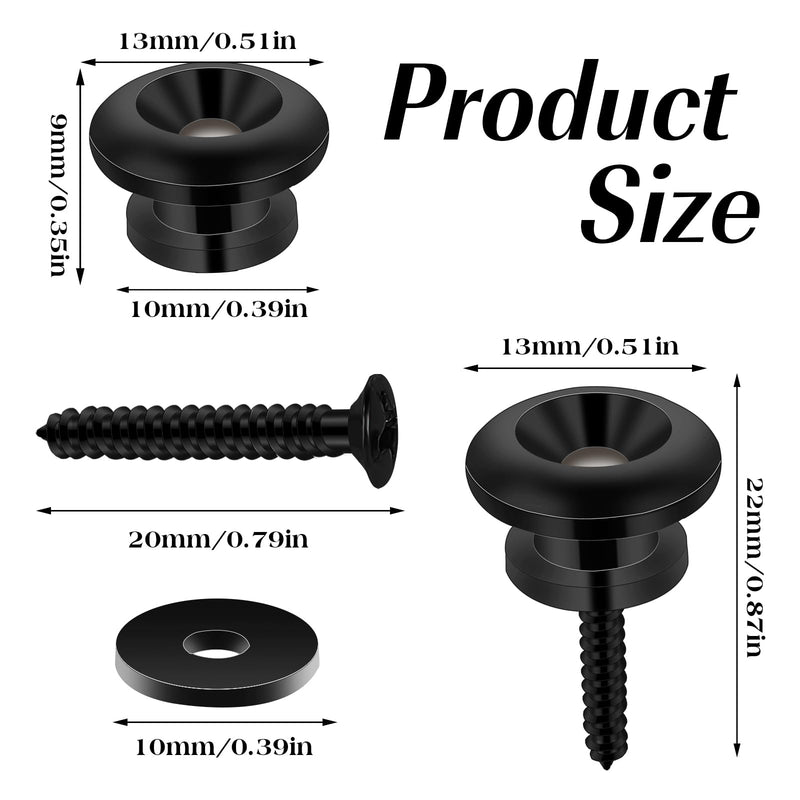[AUSTRALIA] - 2PCS Guitar Strap Buttons Black Guitar Strap Lock Buttons Guitar Security Lock Electric Guitar Strap Locks Mushrooms Head Guitar Strap Button for Guitar Bass Ukulele 