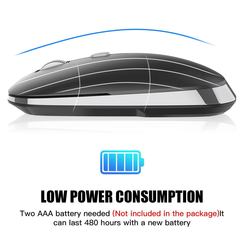 Bluetooth Mouse, PINKCAT Silent Mouse Wireless, Bluetooth 5.0/4.0 Portable Slim Wireless Mouse, Optical Cordless Mouse for Laptop, ipad, MacBook Pro / Air, Mac, PC, Tablet, Chromebook, Surface Pro black