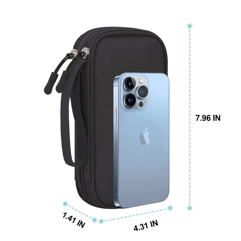 Elonbo Electronic Organizer, Travel Cable Pouch Bag Electronics Accessories Carry Case Portable Tech Gadgets, Double Layers All-in-One Storage Bags for Cables, Cord, Charger, Earphone, Black