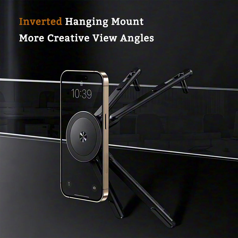 3-in-1 Portable Laptop Stand, Magnetic Tablet Phone Holder Mount | 8-Tier Ergonomic Lift Riser, Infinite Multi-angle Adjustable, N55 Strong Magnetic, Pocket Size for Travel, Vlog, Office Zoom Black
