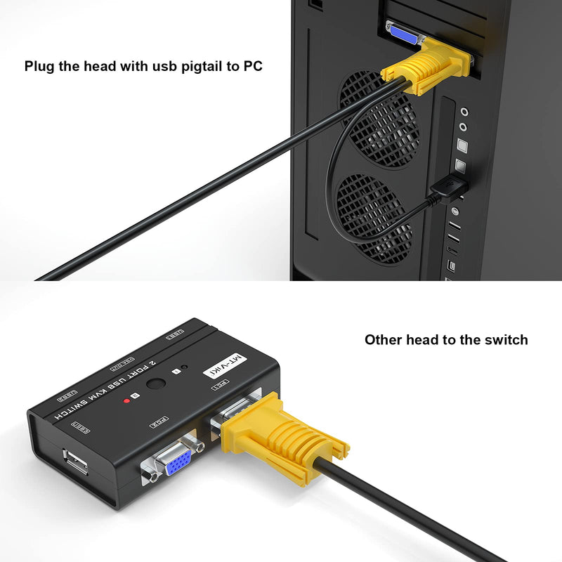 MT-VIKI 2-in-1 USB VGA KVM Cable for USB KVM Switch VGA (10ft 2packs) 10ft 2packs