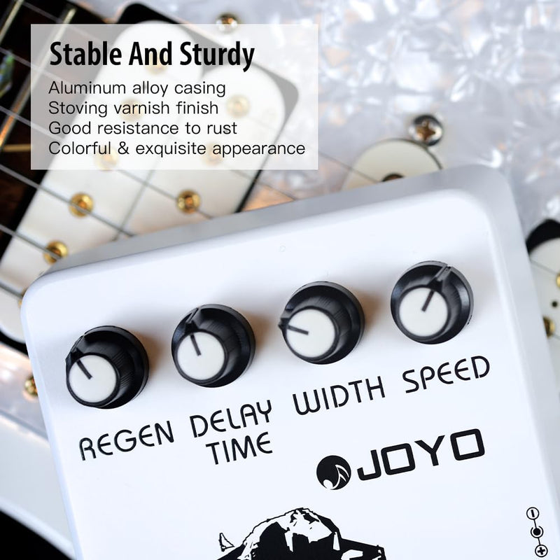 JOYO Flanger Effect Pedal Achieve Metallic Flanger Sounds & Rapid Tremulous Vibrato for Electric Guitar Effect - True Bypass (JF-07) White