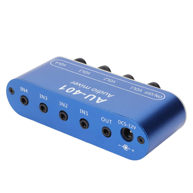 [AUSTRALIA] - Mini Audio Mixer, 4 Channel Line Mixer with 3.5mm Stereo Jack, 4 Input 1 Stereo Output & Volume Adjustment, DC 5V-12V Stereo Mixer for PC, Phone, Laptop, Headphone, Small Clubs or Bars 