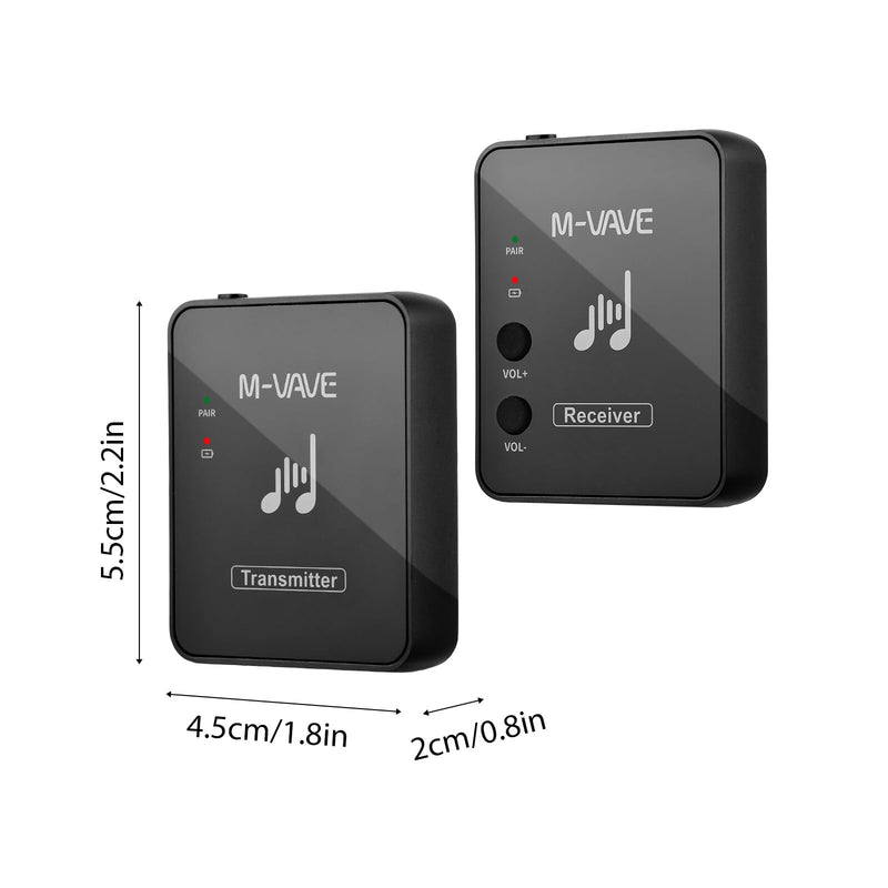 M-VAVE SWS10 Earphone Monitor Transmission System Rechargeable Receiver | Monitor live audio wirelessly with a rechargeable 2.4GHz in-ear monitor system for rehearsals, performances and recording. Receiver and Transmitter Black