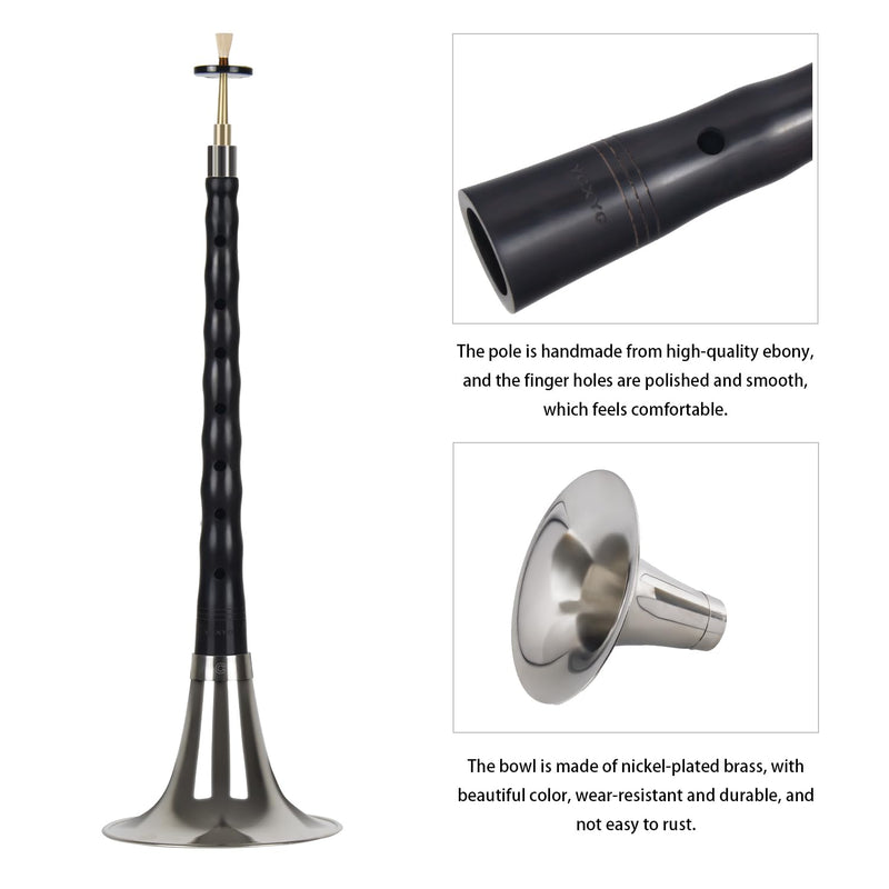 C key - Ebony Suona Professional Suona Chinese Traditional Musical Instrument Suitable for Beginners and Professional Performers with Full Set of Accessories C Key