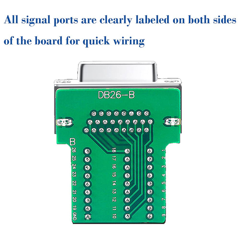 Jienk DB26 Male Solderless Breakout Connector, RS232 D-SUB Serial to 26 Pin Port Terminal Solderfree Adapter with Case Accessories