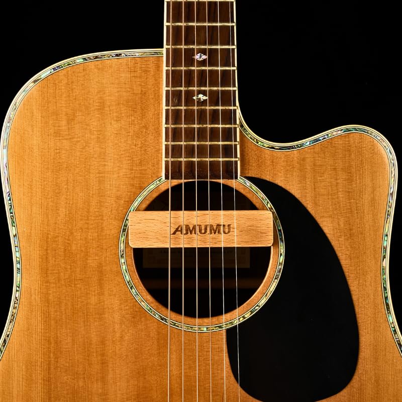 AMUMU SP30 Woody Magnetic Soundhole Pickup, For Steel String Acoustic Guitars Single Coil, Includes a free studio-grade Audio cable,Warm Acoustic Tone, Low Noise. 10ft Cable - 1/4'' male plug