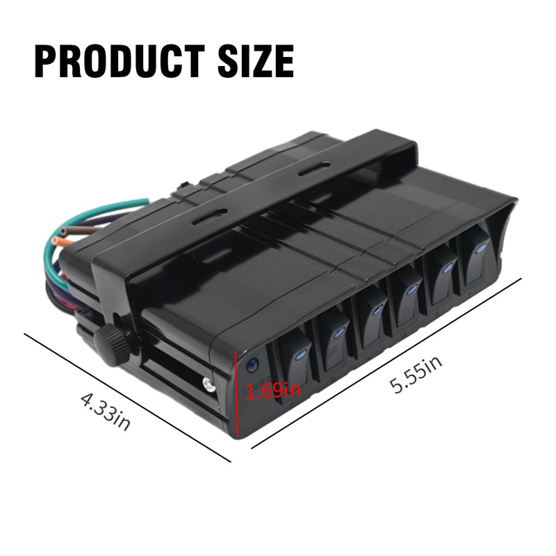 [AUSTRALIA] - EATAKWARD 6 Gang Switch Box Rocker Switch Panel 12V Rocker Switch Box 40 Amp Max ON/Off Switch Panel Box for Car Truck Auto Boat RVs (12 AWG Wires, 12 Volt DC) 