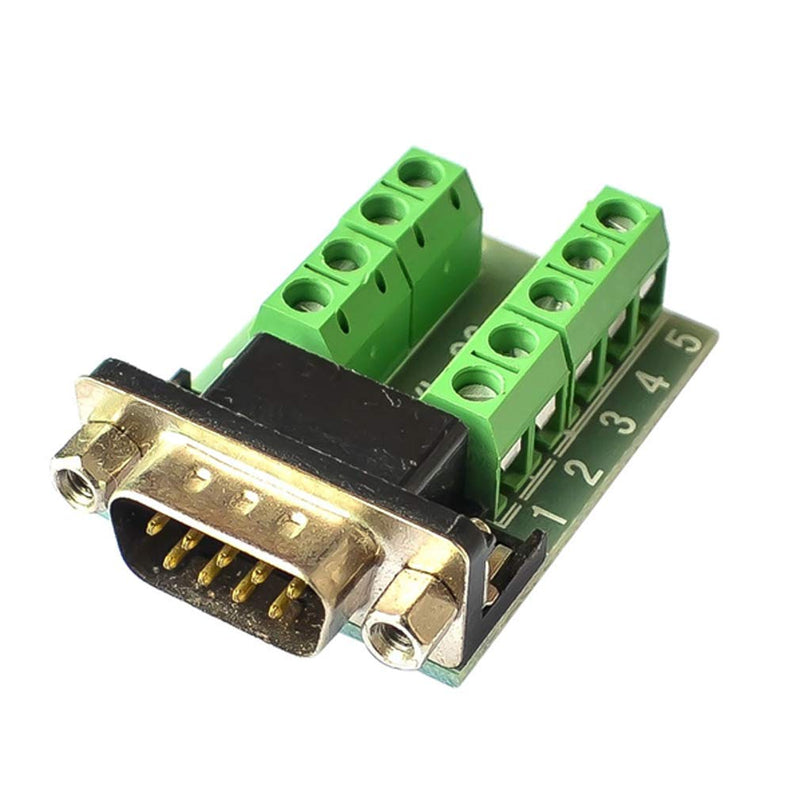 HiLetgo 2pcs DB9 Male Adapter RS232 to Terminal RS232 Serial to Terminal DB9 Connector Convert Adapter