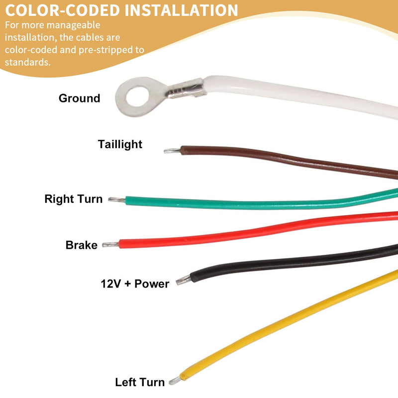 60 Inch LED Wiring Converter with Dust Cover Stable Design 4 Way T Connector Universal 3 Way to 2 Way T Tail Light Converter for Vehicle