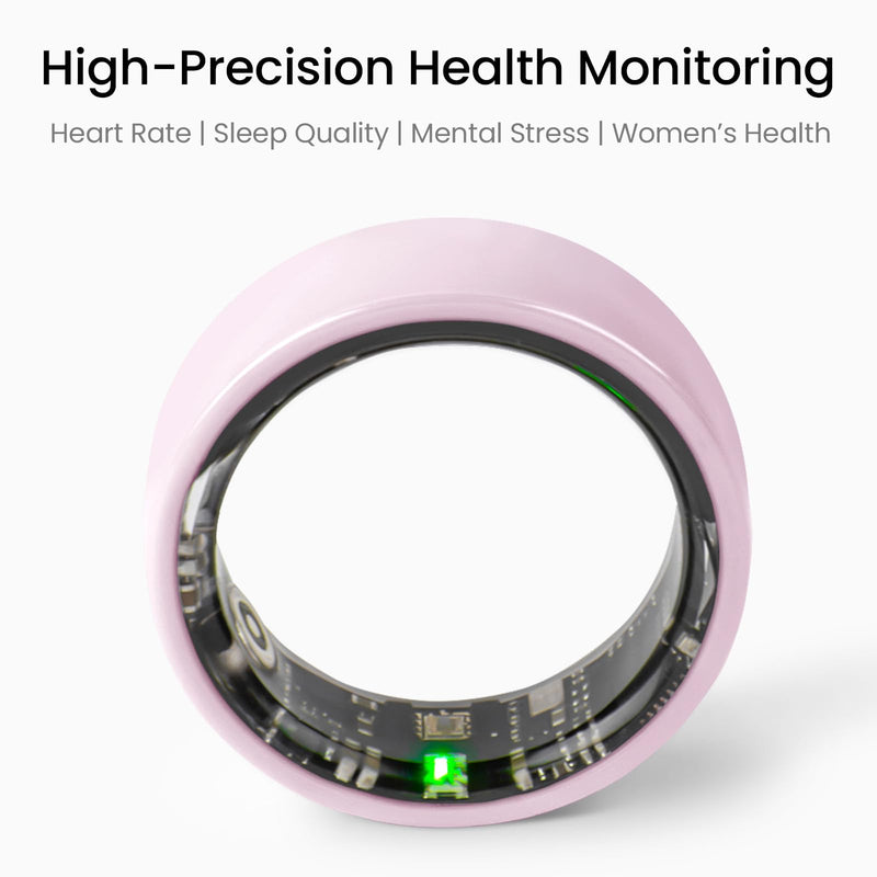 2026 Ceramic Smart Ring for Women&Couples, MounTova-T3-Ring, 24/7 Track Heart Rate, Sleep, SpO2, Stress, Cycles, IP68 Waterproof, No Subscription, iOS&Android (Pink,Size 7) Pink 7"