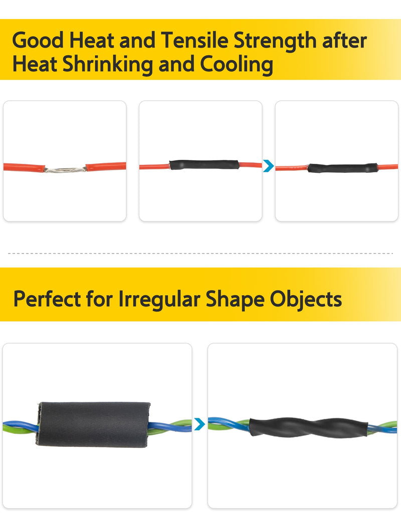 Lsnisni Heat Shrink Tubing 4:1 Diameter 12/16/20/32/40 mm, Heat Shrink Tubing with Adhesive, Heat Shrink Tubing, Black (Diameter 12 mm, 2 m)