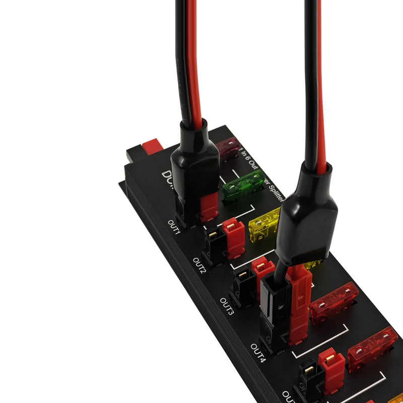 6 Out Power Pole Distribution Block Power Splitter Distributor Source Strip | 1 in 6 out Connector Power Divider Power Board 40Amp 1-6