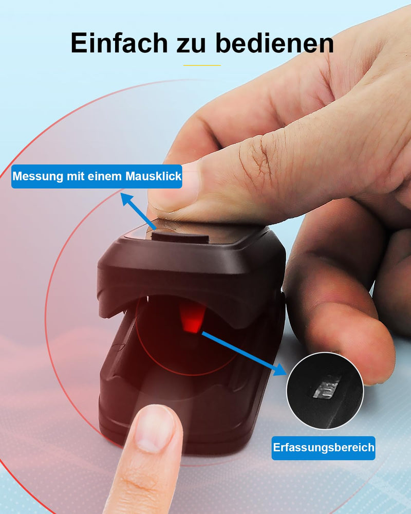 HealthTree Blood Oxygen Monitor Finger for Adults Portable Oxygen Monitor with OLED Screen Includes Lanyard black