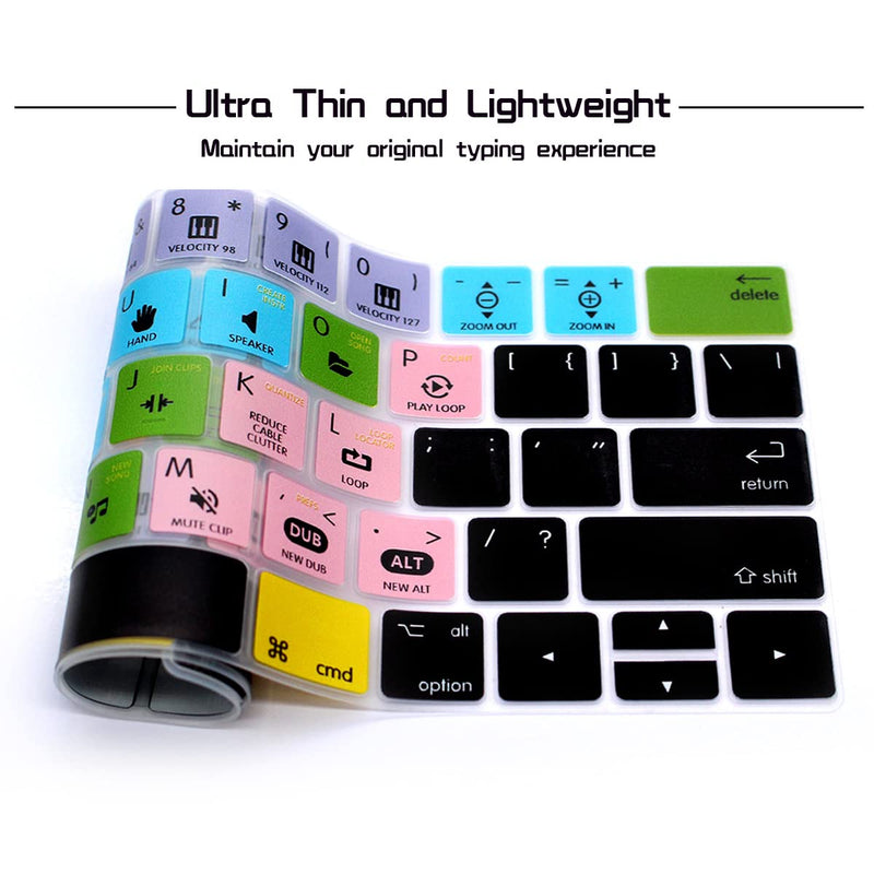 HRH Propellerhead Reason Shortcuts Hotkey Silicone Keyboard Cover Skin for MacBook New Pro with Touch Bar 13 Inch and 15 Inch(A2159/A1989/A1706,A1990/A1707) 2019 2018 2016 2017 Release US Version