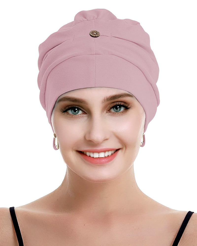 osvyo Cotton Chemo Headwear for Women with Cancer and Hair Loss, Cotton Hat, Lightweight Headwear, Sealed Packaging HELL-APRICOT-BLUSH