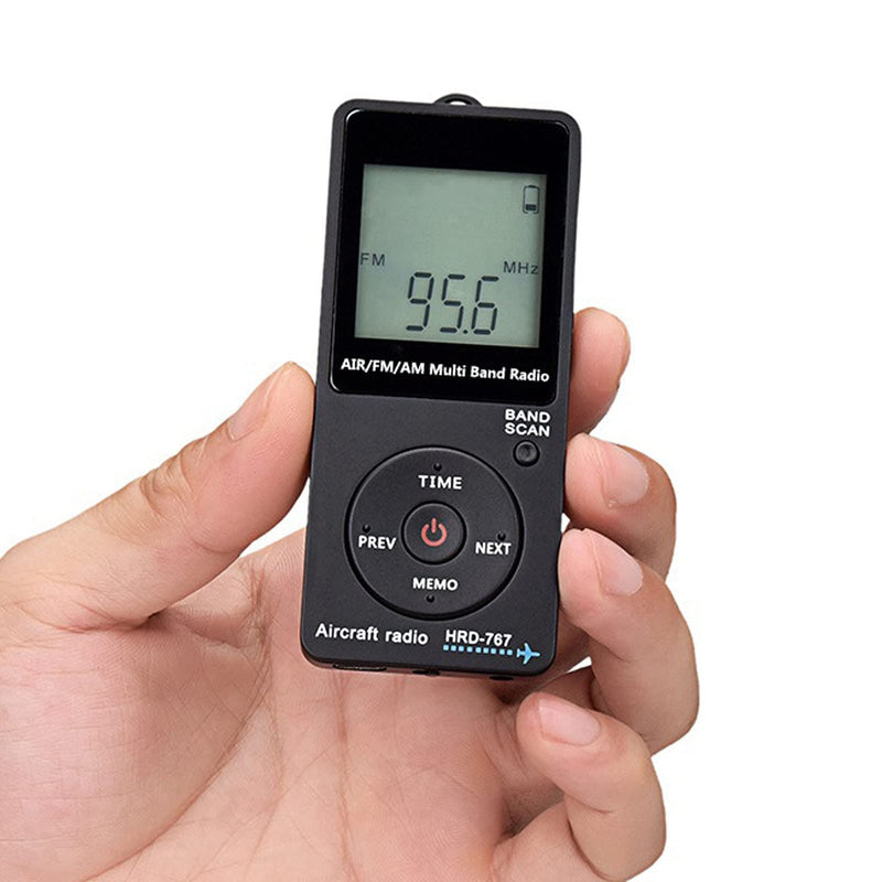 [AUSTRALIA] - Mini Aviation Band Radio Built in 400MAH Lithium Battery, FM AM AIR Radio with Earphone, Orange Backlight LCD Dispaly, Support Automatic Storage and Search 