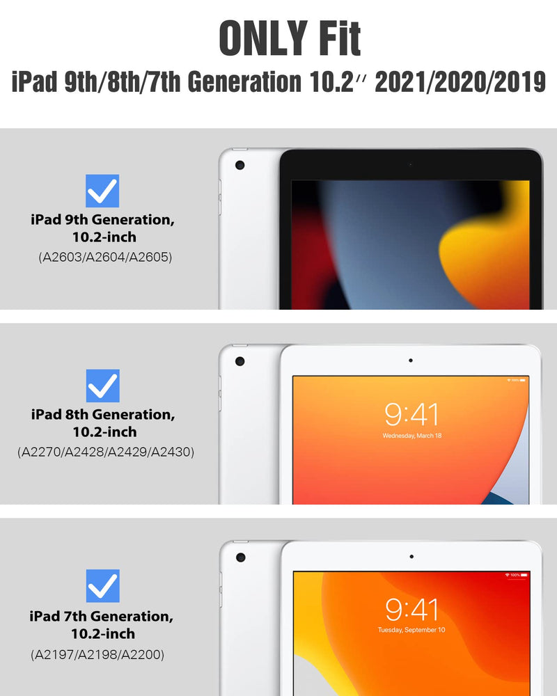 TiMOVO for iPad 9th Generation Case 2021, 10.2 inch iPad Case with Pencil Holder, Smart Stand Protective Clear Case Cover for iPad Case 9th/8th/7th (2021/2020/2019), Light Gray